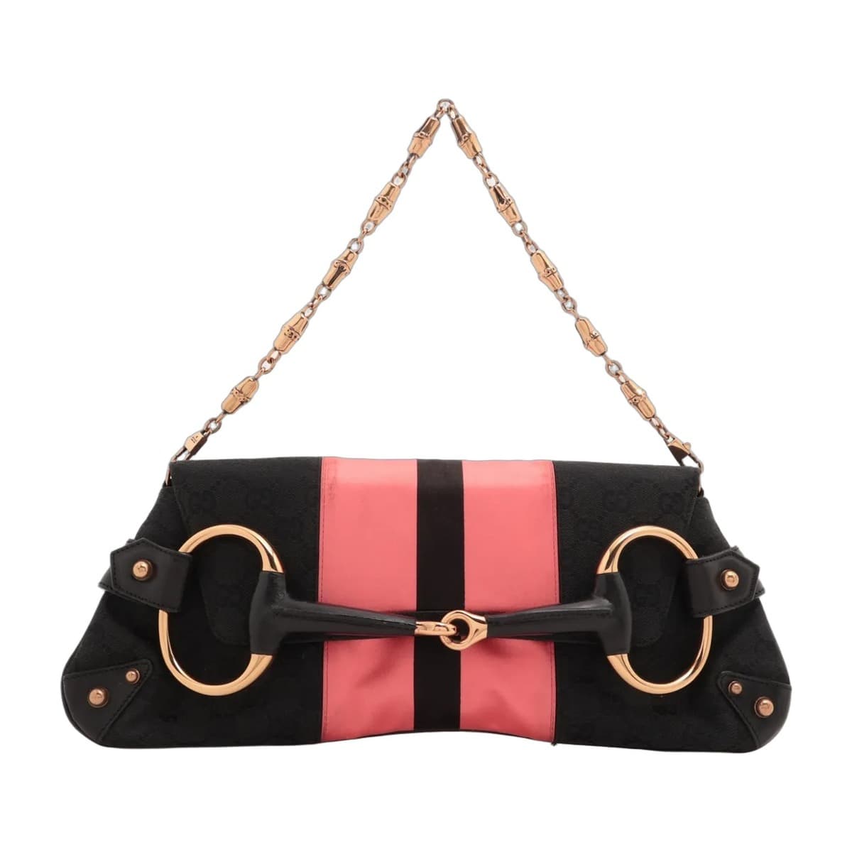 Gucci GG Canvas Horsebit Chain Shoulder Bag