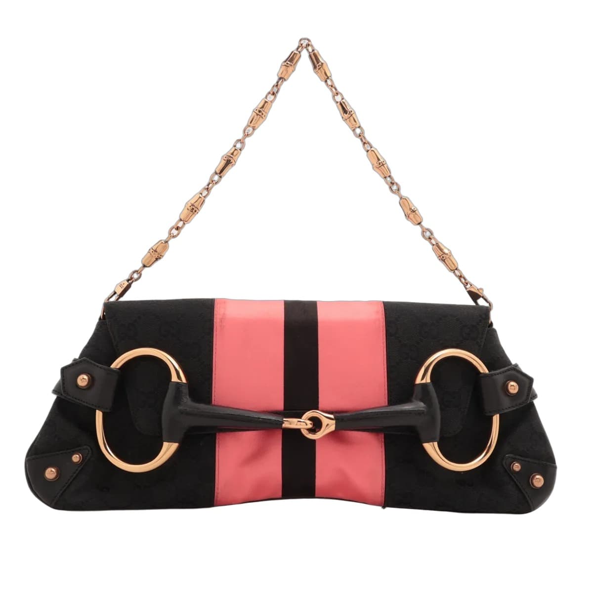 Gucci GG Canvas Horsebit Chain Shoulder Bag